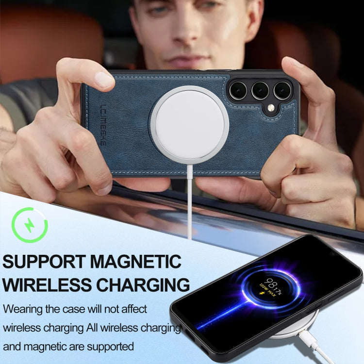 For Samsung Galaxy S23 FE 5G LC.IMEEKE L3 Series Detachable RFID Card Bag Magsafe Phone Case(Blue) by LC.IMEEKE