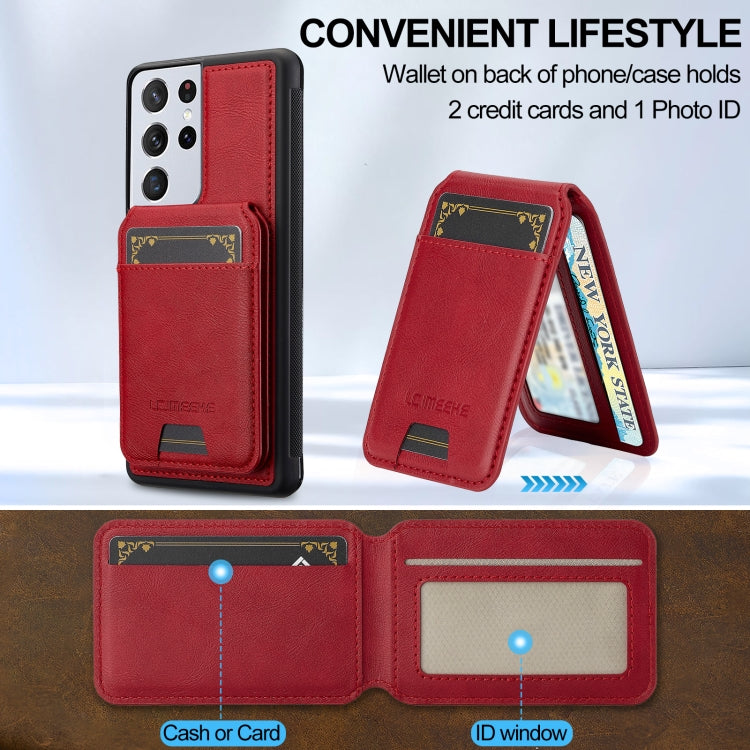For Samsung Galaxy S21 Ultra 5G LC.IMEEKE L3 Series Detachable RFID Card Bag Magsafe Phone Case(Red) by LC.IMEEKE