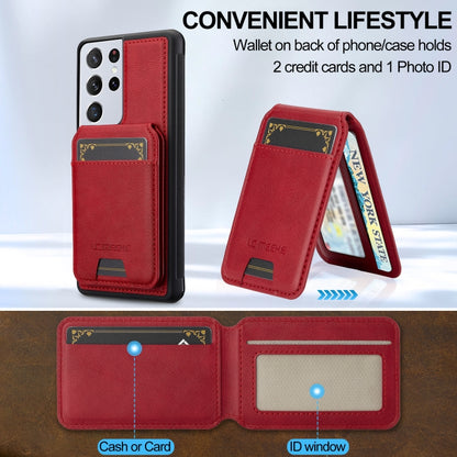 For Samsung Galaxy S21 Ultra 5G LC.IMEEKE L3 Series Detachable RFID Card Bag Magsafe Phone Case(Red) by LC.IMEEKE