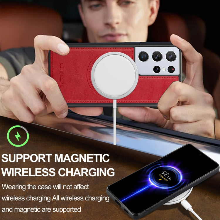 For Samsung Galaxy S21 Ultra 5G LC.IMEEKE L3 Series Detachable RFID Card Bag Magsafe Phone Case(Red) by LC.IMEEKE