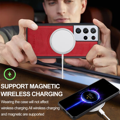 For Samsung Galaxy S21 Ultra 5G LC.IMEEKE L3 Series Detachable RFID Card Bag Magsafe Phone Case(Red) by LC.IMEEKE