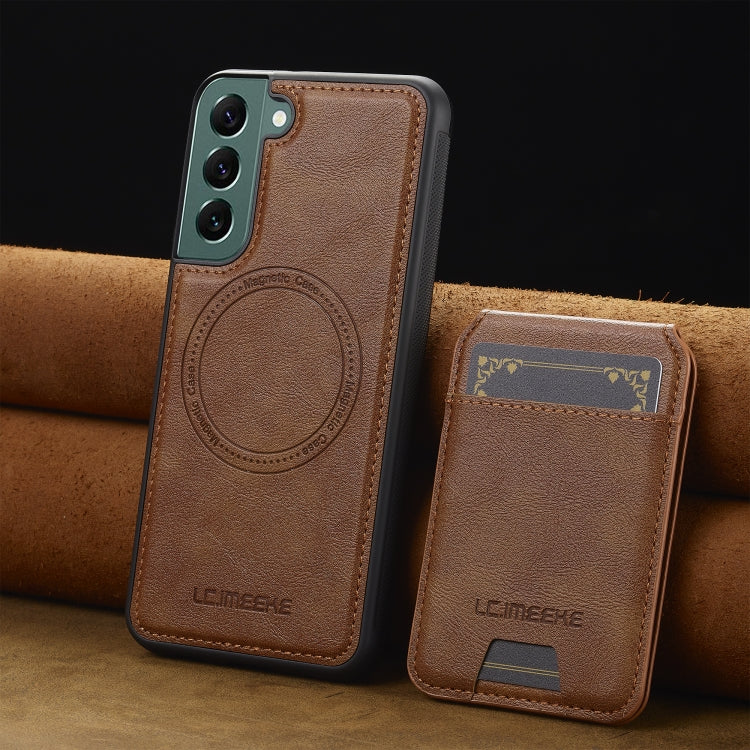 For Samsung Galaxy S21 5G LC.IMEEKE L3 Series Detachable RFID Card Bag Magsafe Phone Case(Brown) by LC.IMEEKE