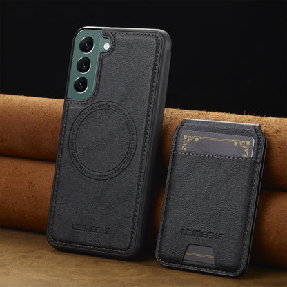 For Samsung Galaxy S22 5G LC.IMEEKE L3 Series Detachable RFID Card Bag Magsafe Phone Case(Black) by LC.IMEEKE