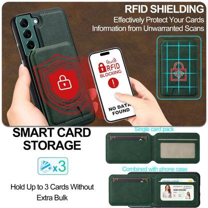 For Samsung Galaxy S22+ 5G LC.IMEEKE L3 Series Detachable RFID Card Bag Magsafe Phone Case(Green) by LC.IMEEKE