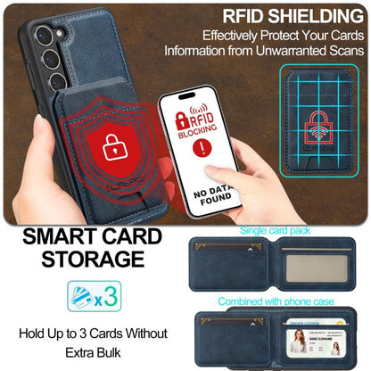 For Samsung Galaxy S25 5G LC.IMEEKE L3 Series Detachable RFID Card Bag Magsafe Phone Case(Blue) by LC.IMEEKE