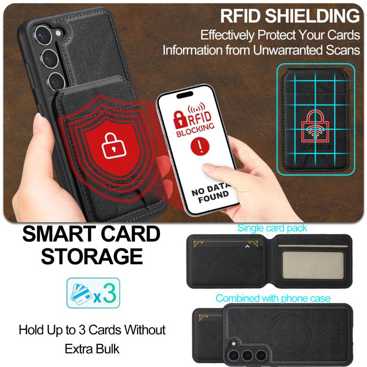 For Samsung Galaxy S25+ 5G LC.IMEEKE L3 Series Detachable RFID Card Bag Magsafe Phone Case(Black) by LC.IMEEKE