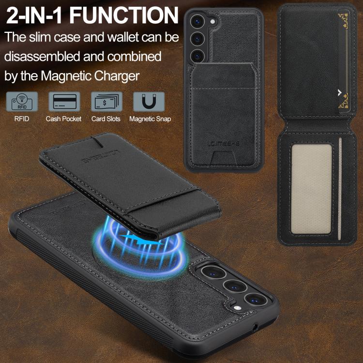 For Samsung Galaxy S25+ 5G LC.IMEEKE L3 Series Detachable RFID Card Bag Magsafe Phone Case(Black) by LC.IMEEKE