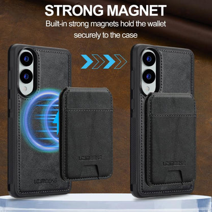 For Samsung Galaxy S25 Edge 5G LC.IMEEKE L3 Series Detachable RFID Card Bag Magsafe Phone Case(Black) by LC.IMEEKE