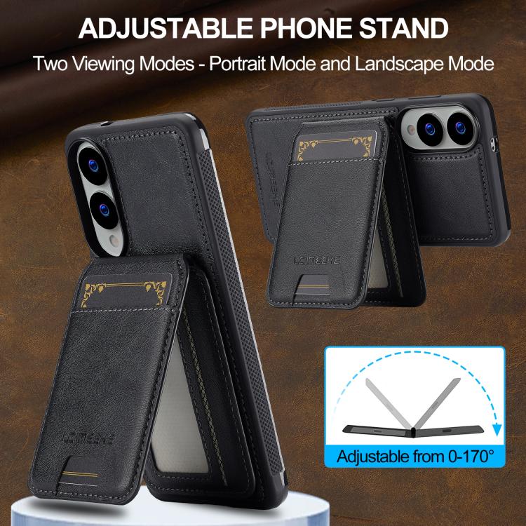 For Samsung Galaxy S25 Edge 5G LC.IMEEKE L3 Series Detachable RFID Card Bag Magsafe Phone Case(Black) by LC.IMEEKE