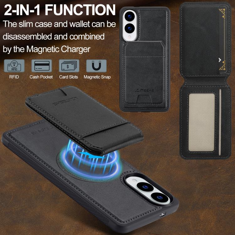 For Samsung Galaxy S25 Edge 5G LC.IMEEKE L3 Series Detachable RFID Card Bag Magsafe Phone Case(Black) by LC.IMEEKE