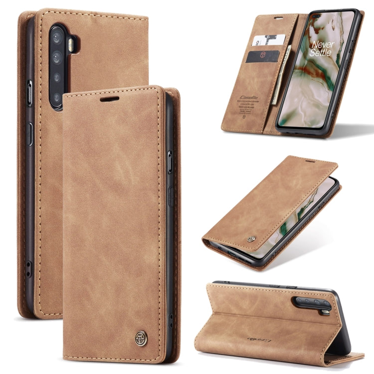 For OnePlus Nord CaseMe-013 Multifunctional Retro Frosted Horizontal Flip Leather Case with Card Slot & Holder & Wallet(Brown) by CaseMe