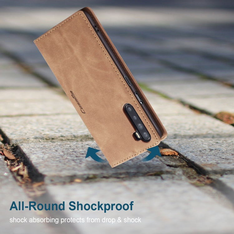 For OnePlus Nord CaseMe-013 Multifunctional Retro Frosted Horizontal Flip Leather Case with Card Slot & Holder & Wallet(Brown) by CaseMe