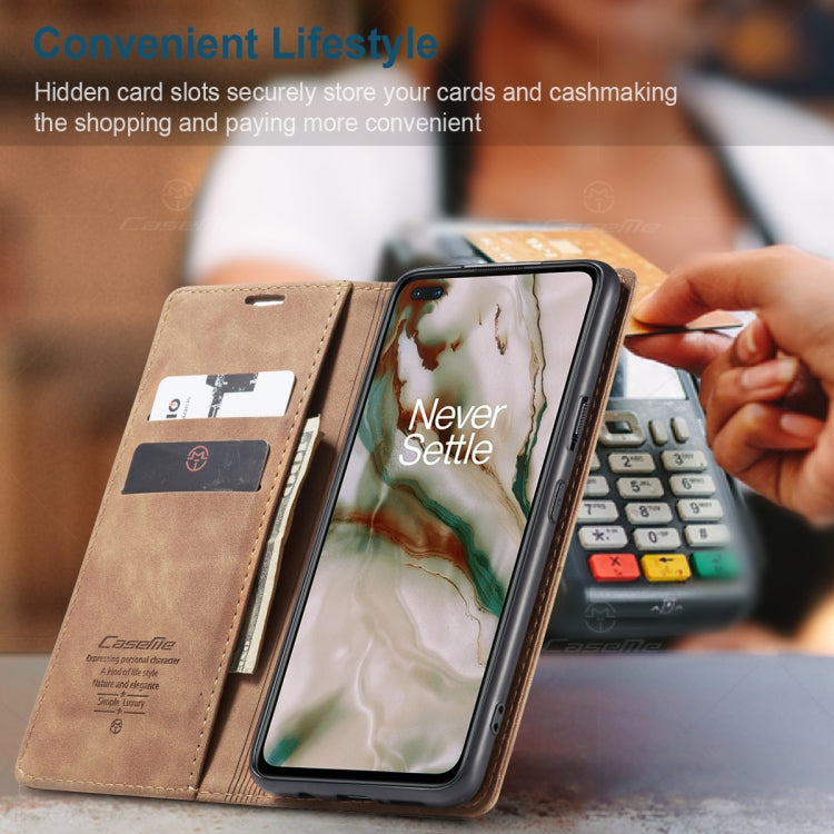 For OnePlus Nord CaseMe-013 Multifunctional Retro Frosted Horizontal Flip Leather Case with Card Slot & Holder & Wallet(Brown) by CaseMe