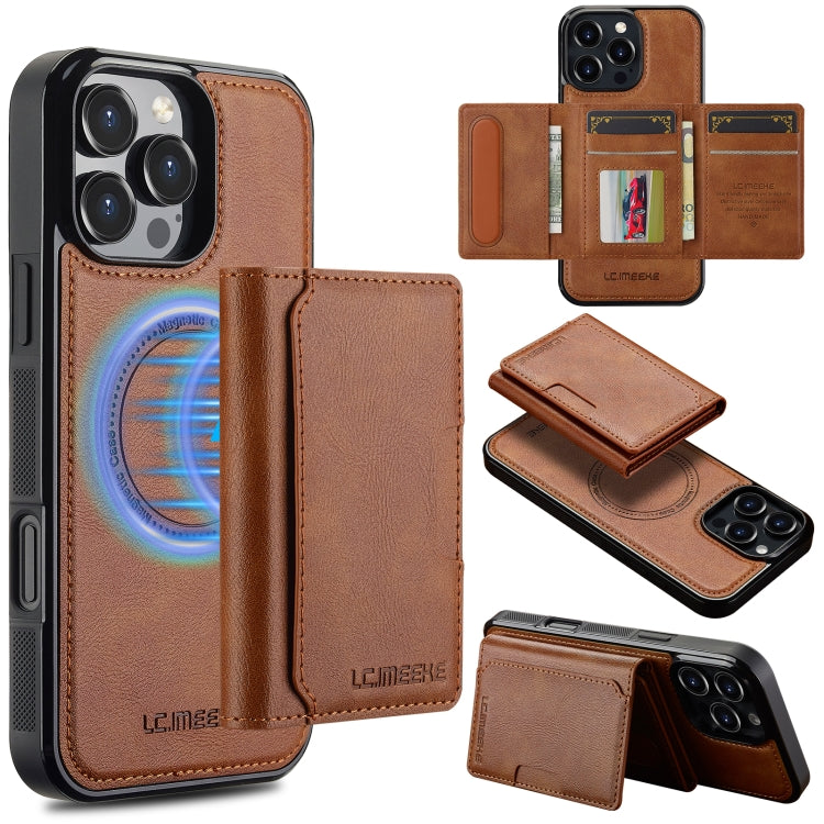 For iPhone 16 Pro Max LC.IMEEKE L5 Series Detachable RFID Card Bag Magsafe Phone Case(Brown) by LC.IMEEKE