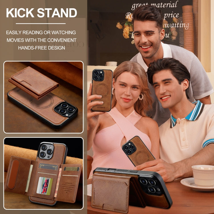 For iPhone 16 Pro Max LC.IMEEKE L5 Series Detachable RFID Card Bag Magsafe Phone Case(Brown) by LC.IMEEKE