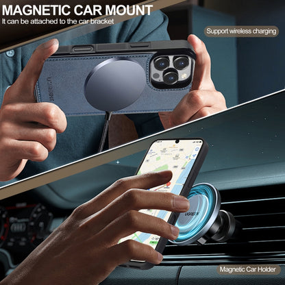 For iPhone 16 Pro Max LC.IMEEKE L5 Series Detachable RFID Card Bag Magsafe Phone Case(Blue) by LC.IMEEKE