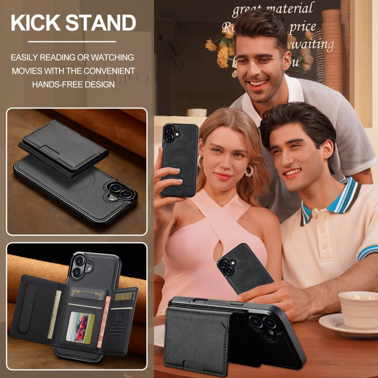 For iPhone 16 LC.IMEEKE L5 Series Detachable RFID Card Bag Magsafe Phone Case(Black) by LC.IMEEKE