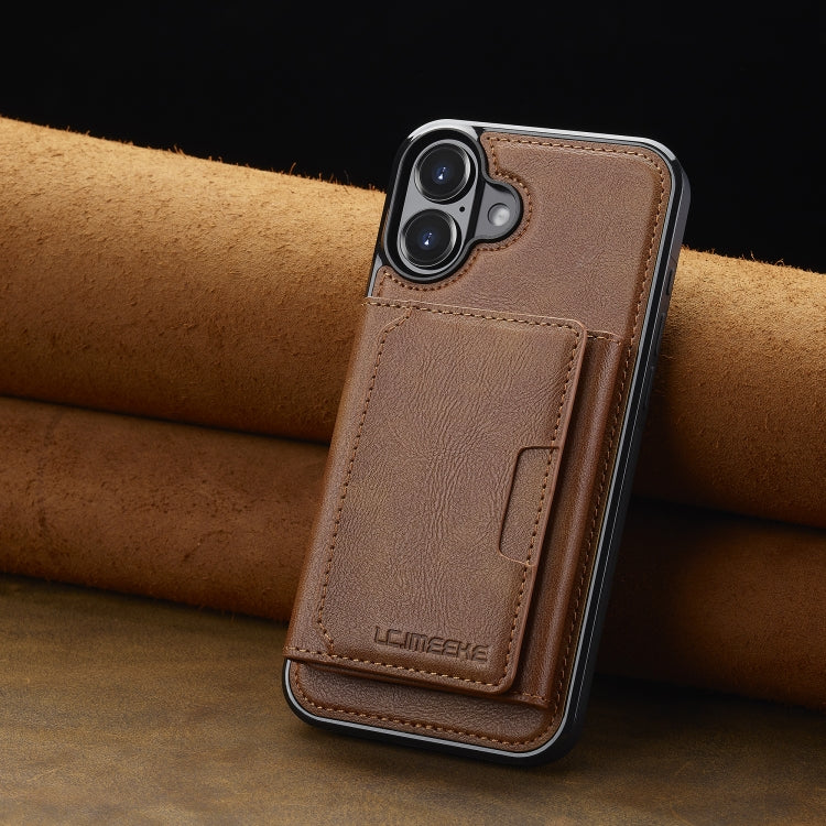 For iPhone 16 LC.IMEEKE L5 Series Detachable RFID Card Bag Magsafe Phone Case(Brown) by LC.IMEEKE