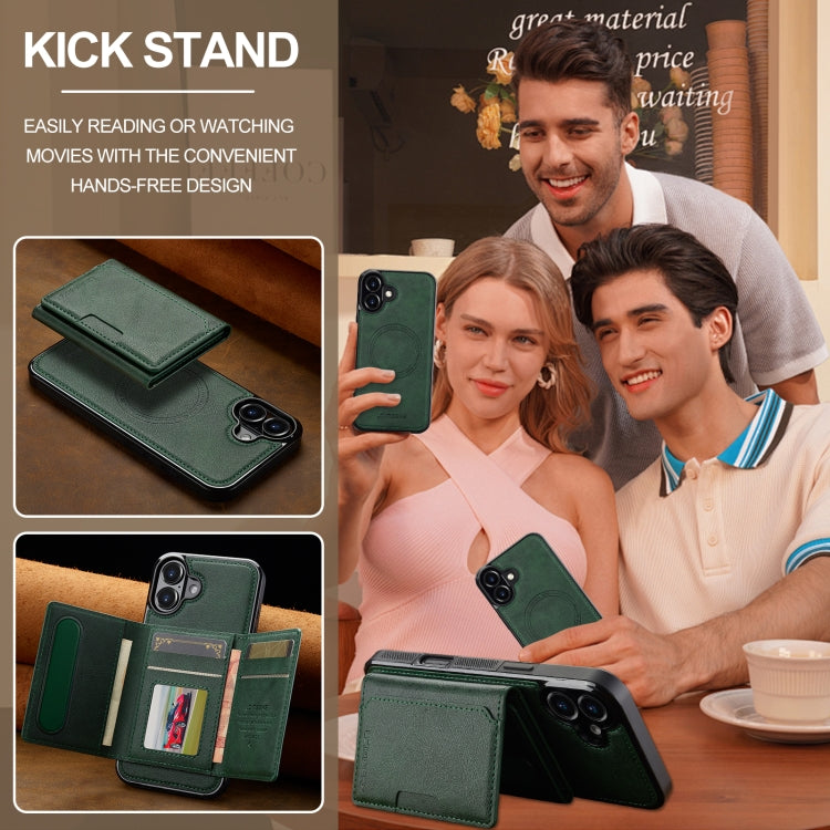 For iPhone 16 LC.IMEEKE L5 Series Detachable RFID Card Bag Magsafe Phone Case(Green) by LC.IMEEKE