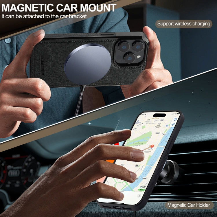 For iPhone 15 Pro Max LC.IMEEKE L5 Series Detachable RFID Card Bag Magsafe Phone Case(Black) by LC.IMEEKE