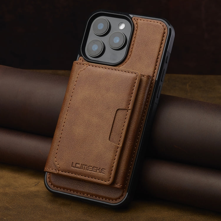 For iPhone 15 Pro Max LC.IMEEKE L5 Series Detachable RFID Card Bag Magsafe Phone Case(Brown) by LC.IMEEKE