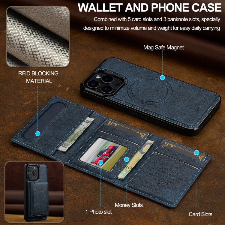 For iPhone 15 Pro Max LC.IMEEKE L5 Series Detachable RFID Card Bag Magsafe Phone Case(Blue) by LC.IMEEKE