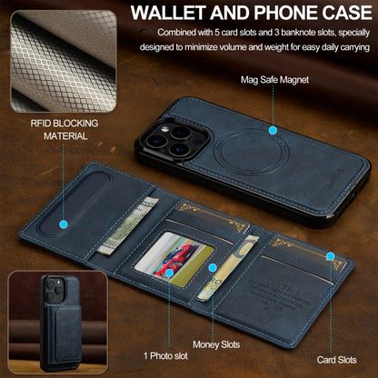 For iPhone 15 Pro Max LC.IMEEKE L5 Series Detachable RFID Card Bag Magsafe Phone Case(Blue) by LC.IMEEKE