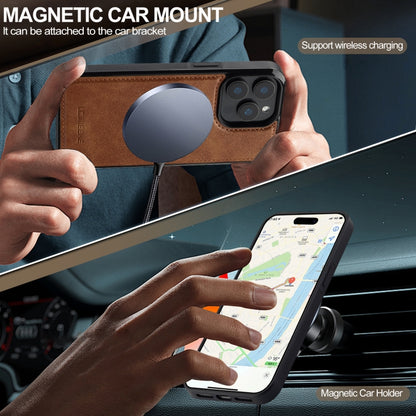 For iPhone 15 Pro LC.IMEEKE L5 Series Detachable RFID Card Bag Magsafe Phone Case(Brown) by LC.IMEEKE