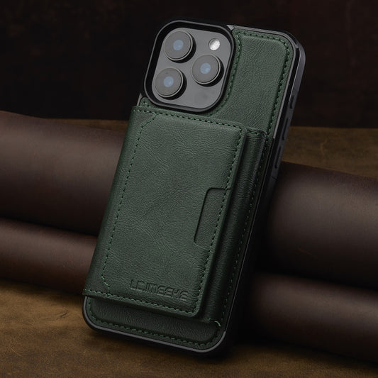 For iPhone 15 Pro LC.IMEEKE L5 Series Detachable RFID Card Bag Magsafe Phone Case(Green) by LC.IMEEKE