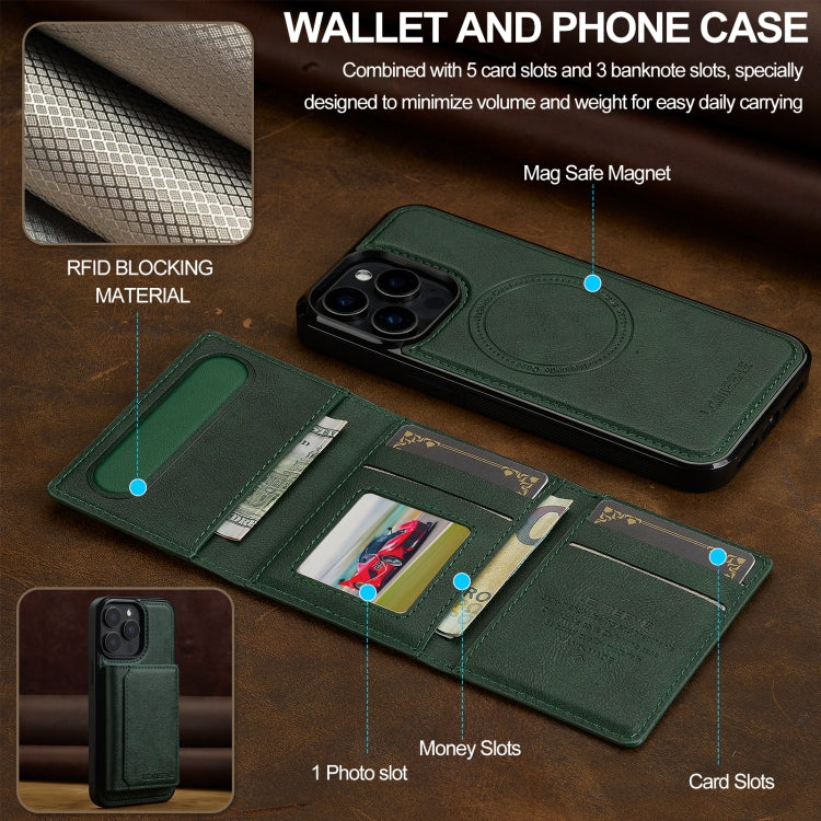 For iPhone 14 Pro Max LC.IMEEKE L5 Series Detachable RFID Card Bag Magsafe Phone Case(Green) by LC.IMEEKE