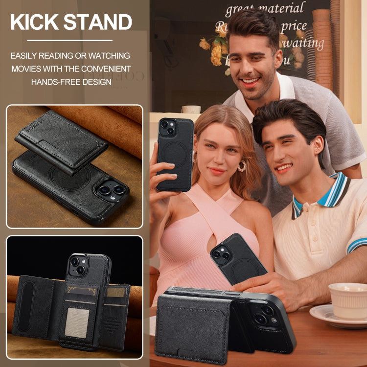 For iPhone 15 LC.IMEEKE L5 Series Detachable RFID Card Bag Magsafe Phone Case(Black) by LC.IMEEKE