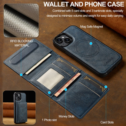 For iPhone 15 LC.IMEEKE L5 Series Detachable RFID Card Bag Magsafe Phone Case(Blue) by LC.IMEEKE