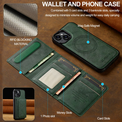 For iPhone 15 LC.IMEEKE L5 Series Detachable RFID Card Bag Magsafe Phone Case(Green) by LC.IMEEKE