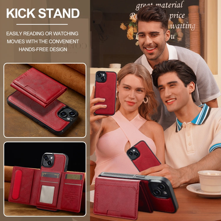 For iPhone 15 Plus / 14 Plus LC.IMEEKE L5 Series Detachable RFID Card Bag Magsafe Phone Case(Red) by LC.IMEEKE