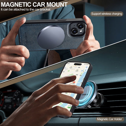 For iPhone 14 / 13 LC.IMEEKE L5 Series Detachable RFID Card Bag Magsafe Phone Case(Blue) by LC.IMEEKE