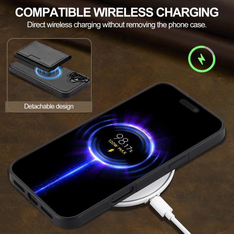 For iPhone 17 LC.IMEEKE L5 Series Detachable RFID Card Bag Magsafe Phone Case(Black) by LC.IMEEKE