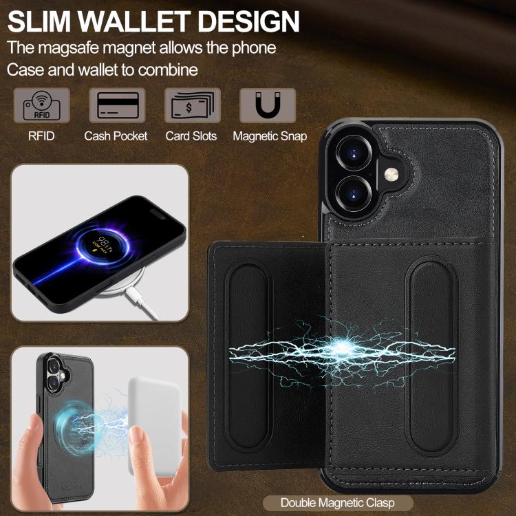 For iPhone 17 LC.IMEEKE L5 Series Detachable RFID Card Bag Magsafe Phone Case(Black) by LC.IMEEKE