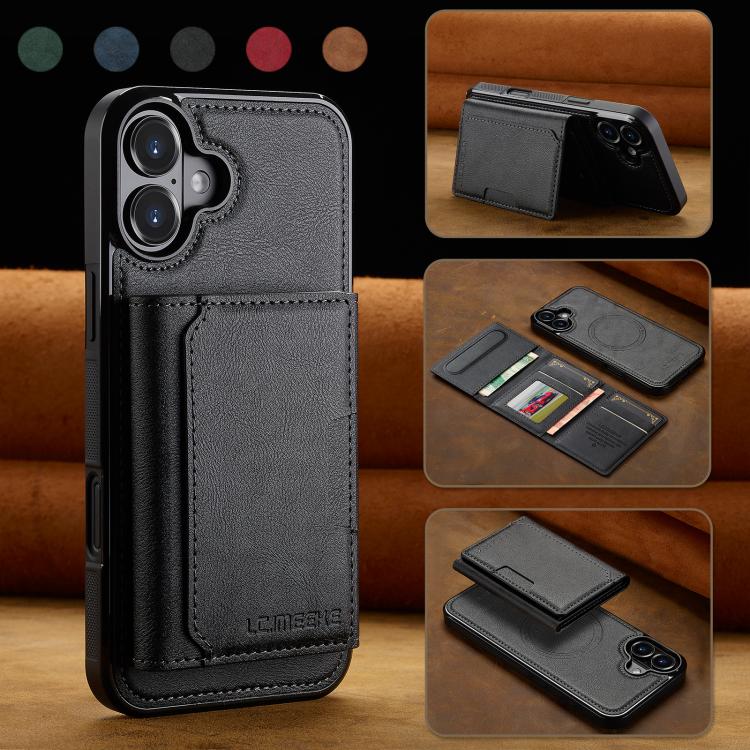 For iPhone 17 LC.IMEEKE L5 Series Detachable RFID Card Bag Magsafe Phone Case(Black) by LC.IMEEKE