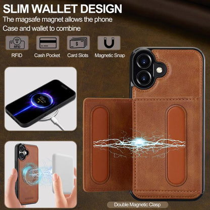 For iPhone 17 LC.IMEEKE L5 Series Detachable RFID Card Bag Magsafe Phone Case(Brown) by LC.IMEEKE