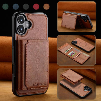 For iPhone 17 LC.IMEEKE L5 Series Detachable RFID Card Bag Magsafe Phone Case(Brown) by LC.IMEEKE