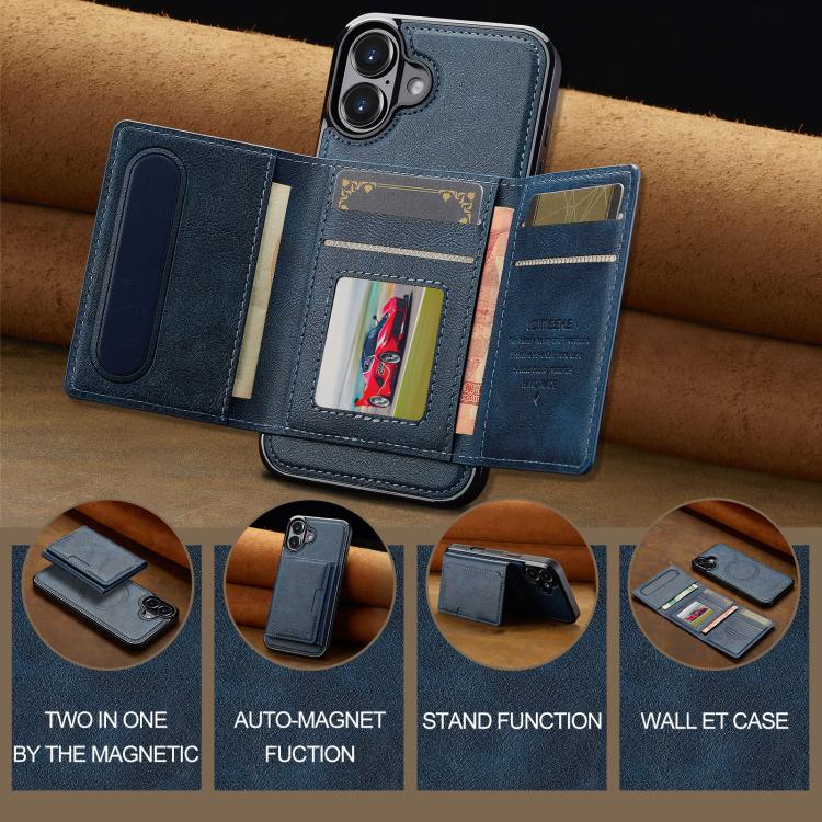 For iPhone 17 LC.IMEEKE L5 Series Detachable RFID Card Bag Magsafe Phone Case(Blue) by LC.IMEEKE