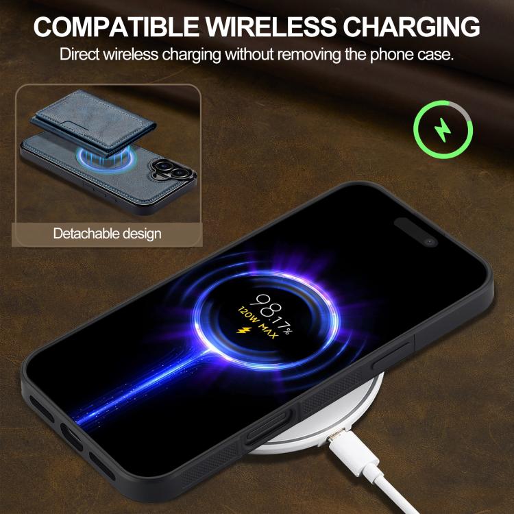 For iPhone 17 LC.IMEEKE L5 Series Detachable RFID Card Bag Magsafe Phone Case(Blue) by LC.IMEEKE