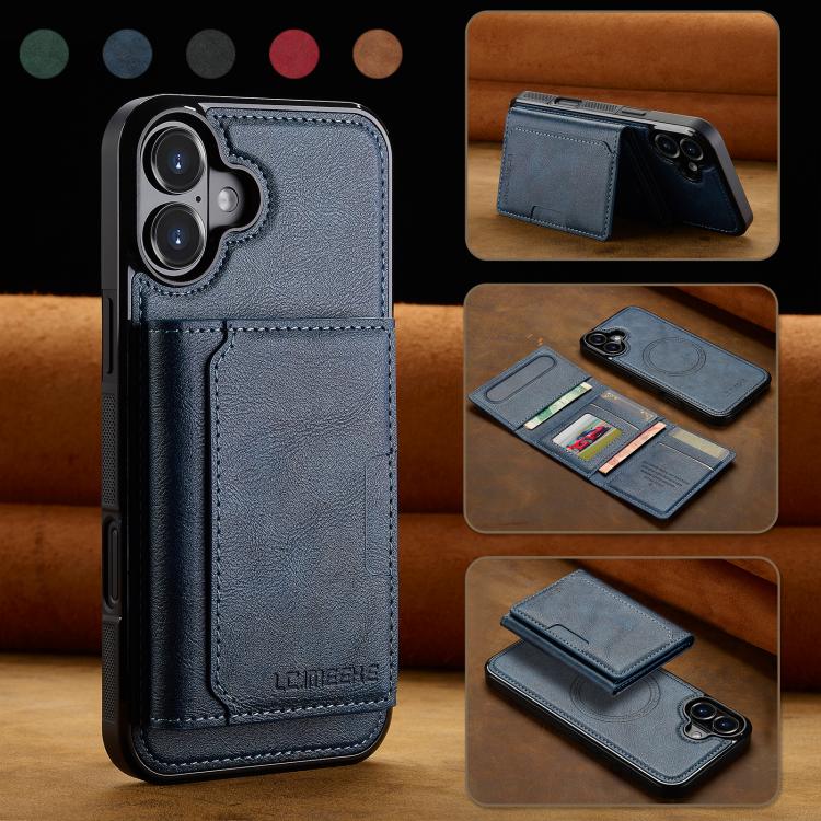 For iPhone 17 LC.IMEEKE L5 Series Detachable RFID Card Bag Magsafe Phone Case(Blue) by LC.IMEEKE