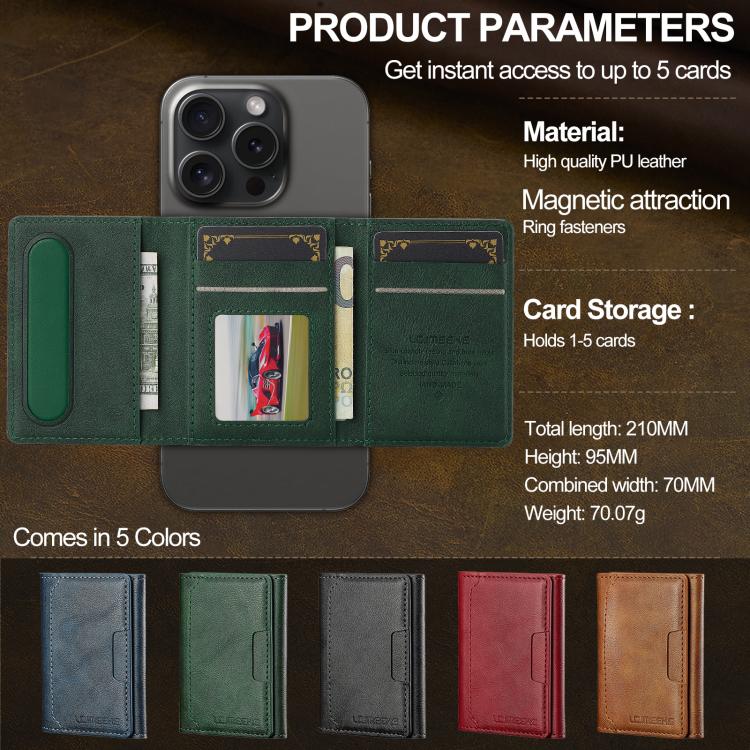 For iPhone 17 LC.IMEEKE L5 Series Detachable RFID Card Bag Magsafe Phone Case(Green) by LC.IMEEKE