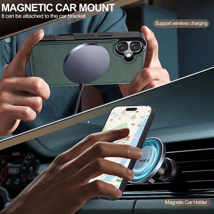 For iPhone 17 LC.IMEEKE L5 Series Detachable RFID Card Bag Magsafe Phone Case(Green) by LC.IMEEKE