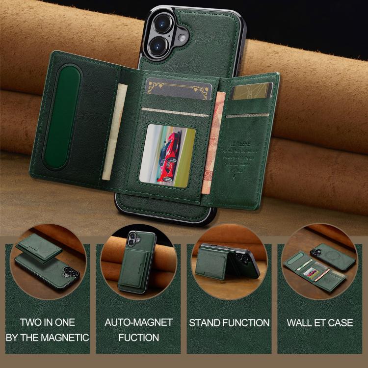 For iPhone 17 LC.IMEEKE L5 Series Detachable RFID Card Bag Magsafe Phone Case(Green) by LC.IMEEKE