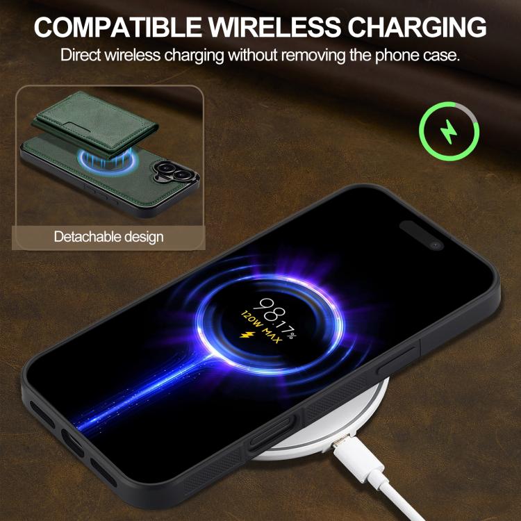 For iPhone 17 LC.IMEEKE L5 Series Detachable RFID Card Bag Magsafe Phone Case(Green) by LC.IMEEKE