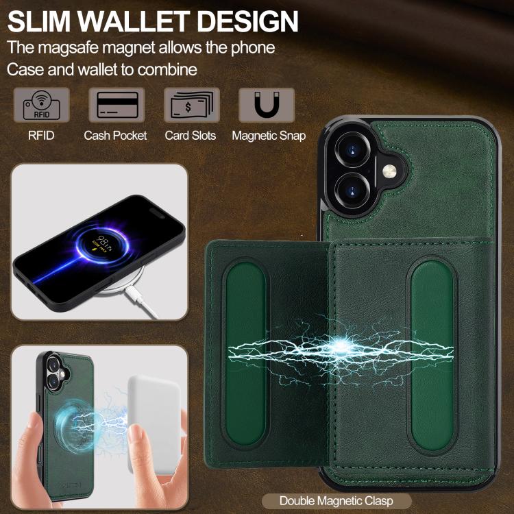 For iPhone 17 LC.IMEEKE L5 Series Detachable RFID Card Bag Magsafe Phone Case(Green) by LC.IMEEKE