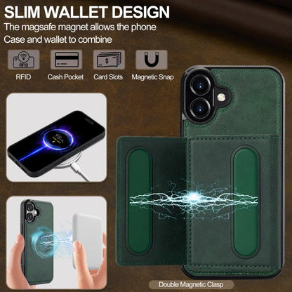 For iPhone 17 LC.IMEEKE L5 Series Detachable RFID Card Bag Magsafe Phone Case(Green) by LC.IMEEKE