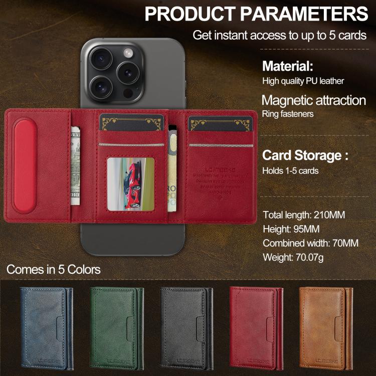 For iPhone 17 LC.IMEEKE L5 Series Detachable RFID Card Bag Magsafe Phone Case(Red) by LC.IMEEKE